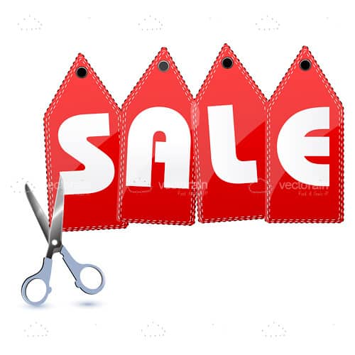 Cut Up Sales Tag with Scissors